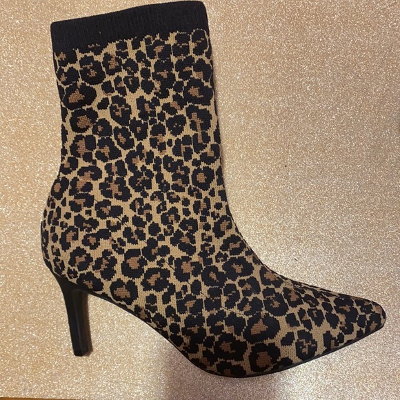 Addition Elle Shoes - Leopard Print sock booties
